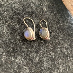 Natural Labradorite Sterling Silver Hook Earrings